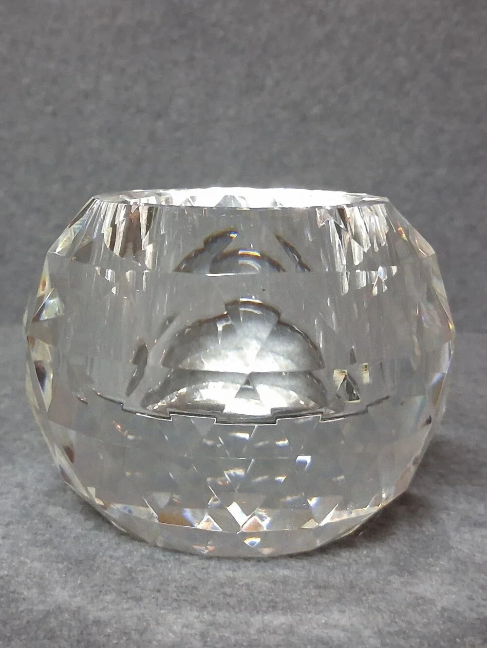 Oleg Cassini Crystal Faceted Ball Cut Candle Holder Votive NIB 2.5